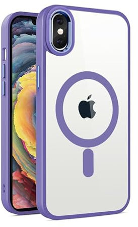 ZCSK Magnetic Mag-Safe iPhone XR Case 6.1-Inch Purple Clear TPU Transparent with Shock Absorption Anti Scratch Resistant Bumper Protective Crystal Cover Protect Compatible for Charging iPhone XR