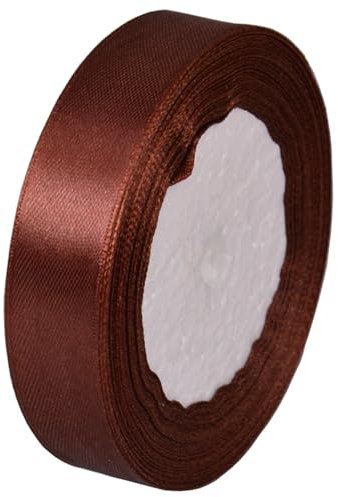 Satinband Dunkelbraun 20mm, 22 Meters Geschenkband Schleifenband Bänder zum Basteln Nähen, Dekoband Stoffband Bänder für Geschenkverpackungen Haarschleifen Geburtstag Hochzeit Partys Dekoration