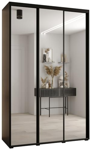 Kleiderschrank mit Spiegel Davos 2 Garderobenschrank - Schrank Schlafzimmer - Mehrzweckschrank 2 Schiebetüren - Regalen - Flur Möbel - Kleiderstange Schrank - Allzweckschrank - closet - Gaderobe