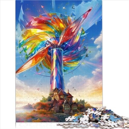 1000 Teile Puzzles Bunte Windmühlen Puzzle Holzpuzzles Familienaktivität 75x50cm