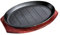 Gralara Plato Caliente para freír Carne con Bandeja de bambú, sartén para Fajitas, sartén para Asar Barbacoa, Utensilios de Cocina de inducción, 10 Pulgadas