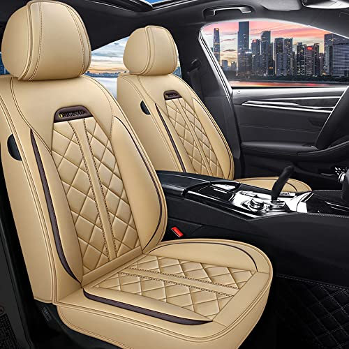 Maidao Autositzbezüge für Jeep Cherokee Grand Cherokee sitzbezüge, PU Leder 5-Sitze Allwetter wasserdichtes Komfortabler Autositzbezug Full Set Sitzbezüge (Beige)