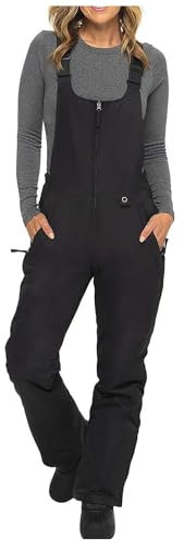 Pantaloni Sci Donna Termici Bretelle Regolabili, Salopette Neve Impermeabile Pantaloni Isolata, Invernali Pantaloni da Outdoor Arrampicata Escursionismo Caldo Pantaloni Softshell e Tasche Multiple