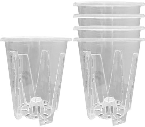 Pots d'orchidées 5pcs Pots de Fleurs Transparentes avec Trous de Drainage Plastique jardinière d'orchidée Respirante à Fente de Plante Claire pour orchidées, Plantes succulentes, Plantes d'intérieur