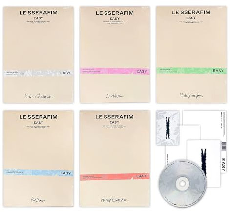 LE SSERAFIM - 3rd Mini Album [EASY] (COMPACT Ver. - SET) Out Folder + Booklet + CD + Photocard + Postcard + Lyric Paper + 2 Pin Badges + 5 Extra Photocards