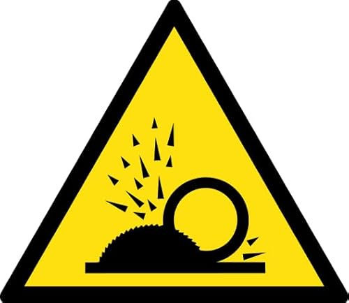 GLOBAL CARTELLO SEGNALETICO TRIANGOLO - SIMBOLO PERICOLO PROIEZIONI SCHEGGE - Adesivo Extra Resistente, Pannello in Forex, Pannello In Alluminio (10 cm Lato, Adesivo)