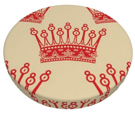 ROOZEE Rote Krone bedruckte runde Stuhl-Sitzbezüge, 33 cm – Esszimmerstuhl-Sitzkissenschoner, Stuhlhussen