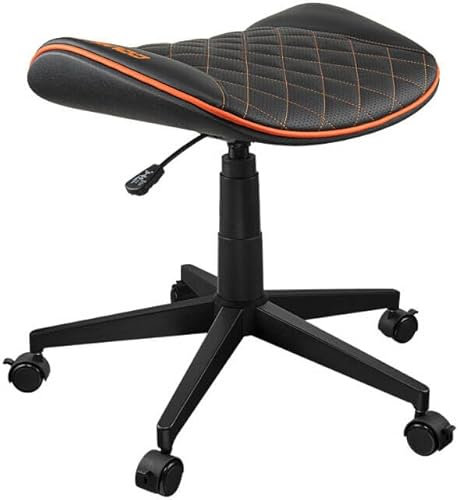 COUGAR Crosser Mehrzweck-Gaming-Hocker, gewellter Sitz, PVC-Kunstleder-Polsterung, verstellbare Höhe, Basis mit 5 Rollen, bis zu 120 kg Gewichtsunterstützung, Schwarz & Orange