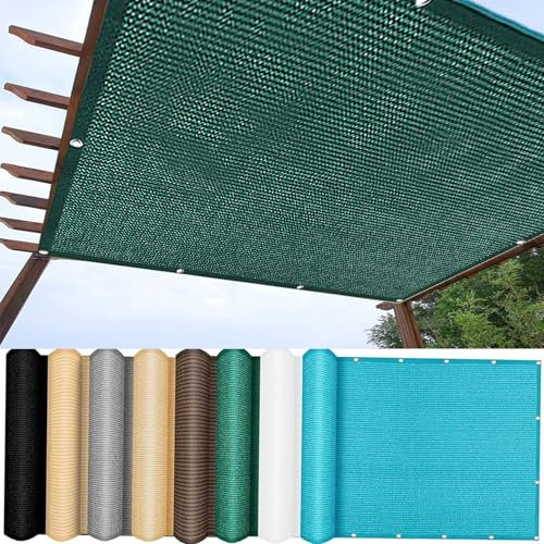 Brise-vue pour balcon, jardin, terrasse, avec corde et œillets en aluminium, 1,7 x 1,8 m, protection contre le vent et les UV, résistant aux intempéries, vert foncé, idéal pour balcon, jardin,