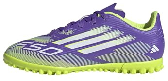 adidas F50 Club Turf Football Boots Kids, Scarpe da Calcio Unisex-Bambini, Purple Rush/Cloud White/Lucid Lemon, 29 EU