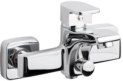 'aquaSu® Badewannenarmatur Sally, mit Typ 1/2 '' Brauseabgang unten und Umstell-Funktion, Einhebelmischer Messing, Aufputz-Armatur Badewanne in Chrom, 788526