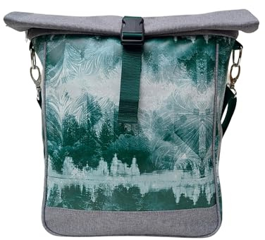 Ikuri Fahrradtasche für Gepäckträger Satteltasche Einzeltasche Packtasche, abnehmbar, mit Tragegurt zum Umhängen, aus Plane, Unisex, Wasserdicht - Modell Pinos