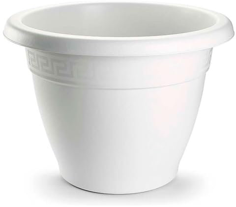 AC - Maceta Terracota - Plástico Resistente - Ideal para el Hogar, Plantas, Jardín, Decoración. - Cuidado de Plantas - Forma Redonda - Ø 25 cm - Color Blanco