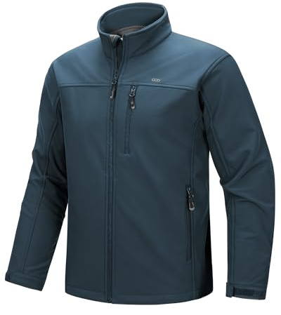 33,000ft Mens Waterproof Softshell Jackets Fleece Lining Outdoor Jackets | 5 Zippered Pocket, Windproof, Warm, Breathable, Functional, Stand Collar, for Work Hiking Walking Outdoor