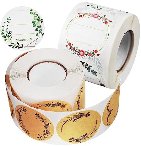 DIYEAH 2rolls Self-Adhesive Decals Kraft Stickers Labels Brown Tags for Christmas Gifts Envelopes Greeting Cards