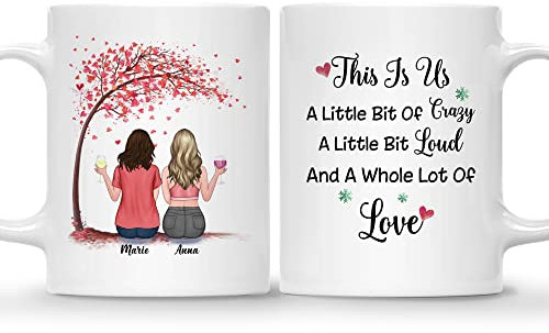 Taza personalizada (2 hermanas) con texto en inglés Just Remember If We Get Caught, You're Deaf And I Don't Speak English Best Friends, taza personalizada para mejores amigas, taza personalizada