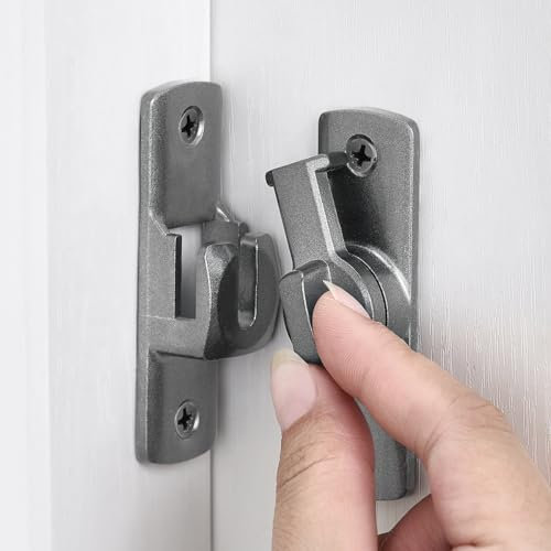 INIRET Grey Barn Door Latches,90/180 Degree Gate Lock,Aluminum Alloy Right Angle Door Lock Latch,Flip Gate Latches Hardware,Door Security Sliding Door Latch Lock fo Cabinets,Barn Door,Bathroom