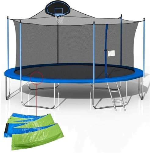 ATUMY trampoline parts Trampoline, 16FT For Adults & Kids With Basketball Hoop Double-sided Cover Outdoor W/Ladder And Safety Enclosure Net Trampoline Repair Kit
