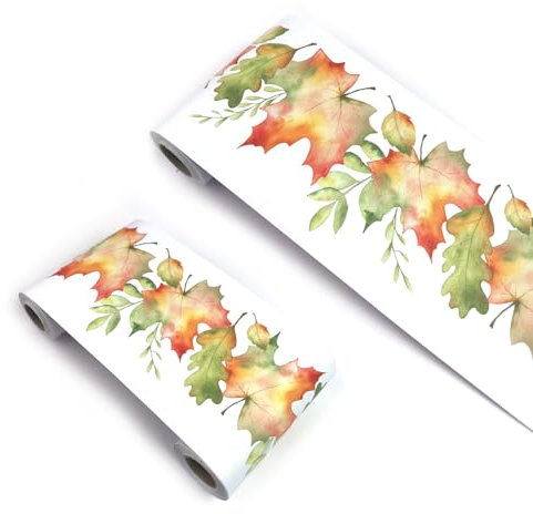 VisitRyl Wallpaper Border Self Adhesive Wall Tiles Decorative, Peel and Stick Wall Border Bathroom Stickers Red Green Leaves YX219 12cm X 1000cm