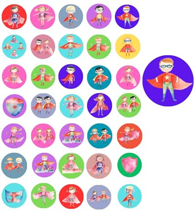 Superhero Stickers for Kids Fun 35 Different Designs with a total of 210 stickers.