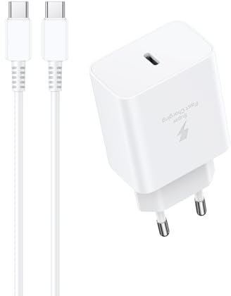 45W Cargador para Samsung Carga Rapida, USB C Cargador con 2M Tipo C Cable Compatible con Samsung Galaxy S25/S24/S23/S22/S21/S20 Ultra Plus Note 20/10/9/A73/A53, Cargado Movil Rapido Enchufe Cabezal