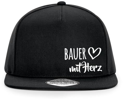 Huuraa Snapback Cappy Bauer mit Herz Geschenk Black Bauer Mode