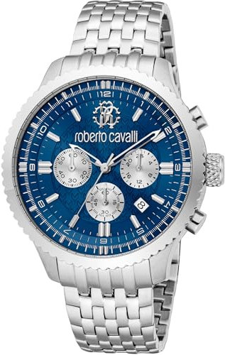Roberto Cavalli Herren Analog Quarz Uhr mit Edelstahl Armband RC5G127M0065