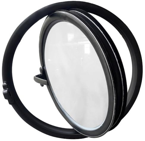 HEFJIAYCIQ Ventana Redonda Giratoria Con Vidrio Templado, Ventanas De Cobertizo De Aleación De Aluminio Giratorias 360, Para Baño, Cocina, Casa De Juegos,Black 3,40cm/15.7in