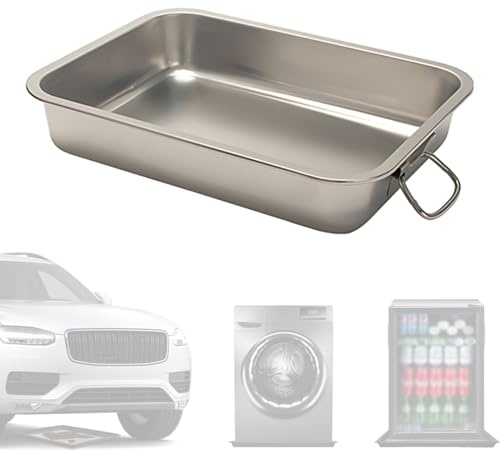 LXRHLIKG Ölwanne Auffangwanne, Grillschale Edelstahl aus Edelstahl 201, Abflusswanne für Klimaanlage mit Griff und Anti-Rutsch-Matte für Autos, Kühlschränke und Haustiere(60x40x10cm/24x16x4in)