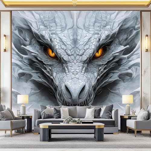 Générique Papier peint intissé Style Artistique Fantastique Gris Dragon – 400 x 280 cm (W x H), décorative papier peint panoramique pour salon, chambre ou chambre d’enfant