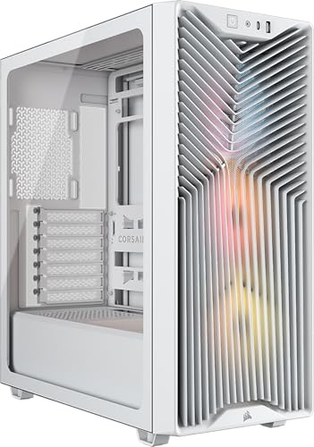 CORSAIR 3200D RS ARGB Mid-Tower ATX PC-Gehäuse – Weiß | 3x RS120 ARGB PWM-Lüfter Enthalten, GPU-Anti-Sag-Stabilisierungsarm, ASUS BTF, MSI Project Zero, Gigabyte Project Stealth