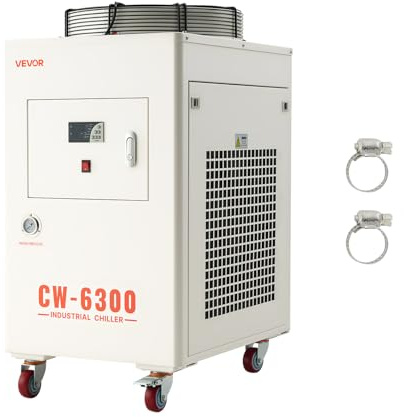 VEVOR Industriell vattenkylare 8 000 W vattenkylare med kompressor kylsystem för CO2 lasergravyrmaskin och laserrör, med 40 l tank, maximalt flöde 70 L/min