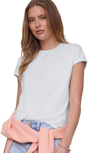 Damen Shirt mit Rundhals und Spitzentasche