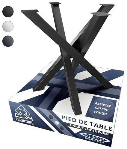 CM Furniture Pied de Table Basse Noir Unique Mikado Spider Araignee Form Pietement pour Plateaux Ronds et Carrés 71cm Hauteur Pieds Basse Central Mikado Table à Manger Salon Conférence Bureau