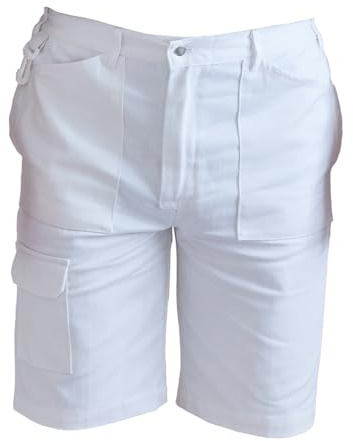 ProDec Painter's Shorts for Men & Women, 100% Cotton Drill White Work Utility & Safety Shorts, Decorators Short for Men & Women, Painters Trousers, White Work Short, 46 Waist