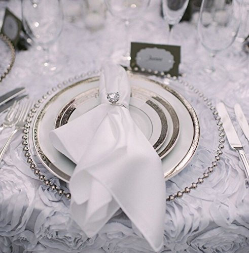 Decor Essentials Glass Charger Plates Beaded Silver Xmas Events Weddings 33cm Diameter