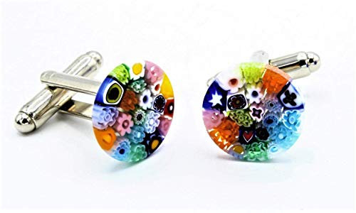 Gemelos muñequeras Cufflinks Murrine Multicolor Cristal de Murano Made in Italy