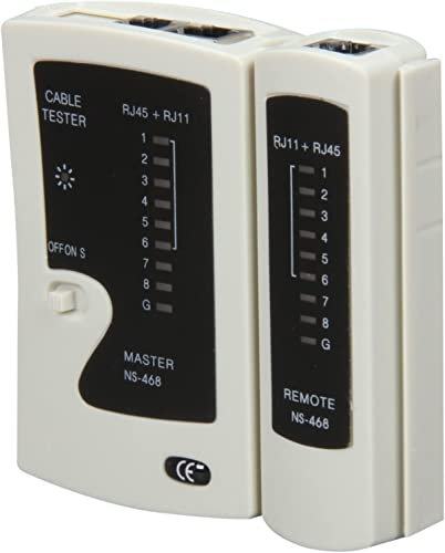 CABLEPELADO Tester para cables de red | Testeador Cable RJ45 | Probador de cable de red | Comprobador cable telefónico | Verifica hasta hasta 305 metros | Apto para RJ45, RJ11, RJ12, UTP y LAN