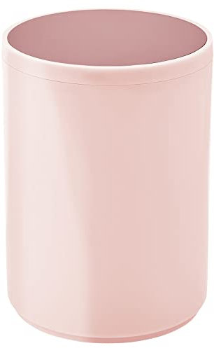 mDesign Mülleimer mit Schwingdeckel für Bad oder Küche – runder Kosmetikeimer aus robustem Kunststoff – kompakter Abfalleimer in schlichtem Design – rosafarben/pink