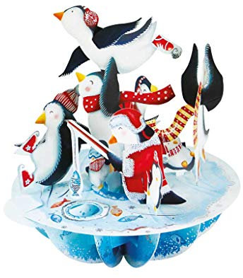 Santoro Pirouette, Weihnachten 3D Pop Up Grußkarte – Eislaufen, Pinguine – für Kinder, Familie, Weihnachten