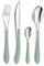 PRADEL ESSENTIEL - Ménagère 24 couverts de table pour 6 personnes - Bistro 1-2-3 - Acier inoxydable 18/0, Finition Standard - Vert d'eau
