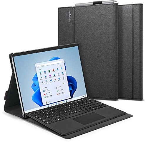 Spigen Stand Folio Designed for Microsoft Surface Pro 11 / Surface Pro 10 / Pro 9/8 Case Cover with Pen Holder (2024/2022/2021) - Charcoal Gray