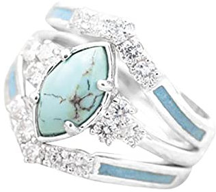 Mädchen Damen Mondstein/Türkis Verlobungsring Eheringe Promise Verlobung Ring Damen, Trauringe Damenring Vorsteckring Hochzeitsringe Antragsring Entouragering Ringe, Damen Schmuck (A, 59.5(18.9))