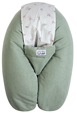 Tinéo - Coussin De Grossesse - Coussin d'allaitement Multifonctions Multirelax Éponge - Déhoussable - Fabriqué en France - 78 cm x 44 cm (Vert Sauge)