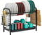 Averrex 2 Tier Dish Drainer Rack with Drip Tray, Dish Drying Rack with Utensils Holder, Durable Stainless Steel Dish Rack for Kitchen Counter, Black
