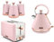Tower Cavaletto Pink 1.7L 3KW Pyramid Kettle, 2 Slice Toaster & Tea, Coffee & Sugar Canisters. Matching Kitchen Set in Marshmallow Pink & Rose Gold