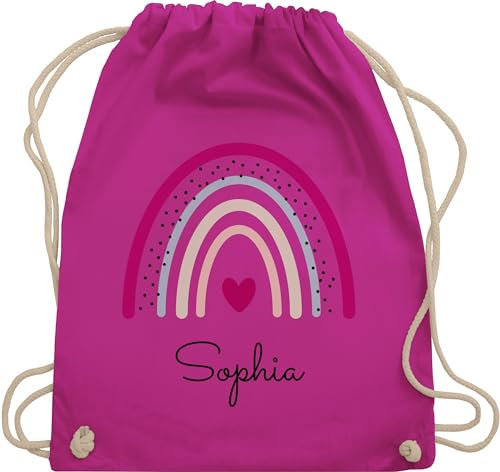 Turnbeutel Rucksack - Regenbogen Regenbögen - Unisize - Fuchsia - beutel kindergarten schule sportbeutel rainbow sophia turnsack name schulbeutel personalisierte herz beuteltasche mädchen