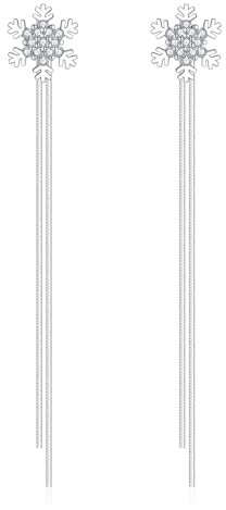 Josfeva Weihnachten Lang Ohrringe Hängend, 925 Sterling Silber Schneeflocken Ohrstecker Ohrringe für Damen Frauen, Quaste Schlangenkette Hängeohrringe mit Zirkonia, Baumeln Ohrhänger für Weihnachtstag