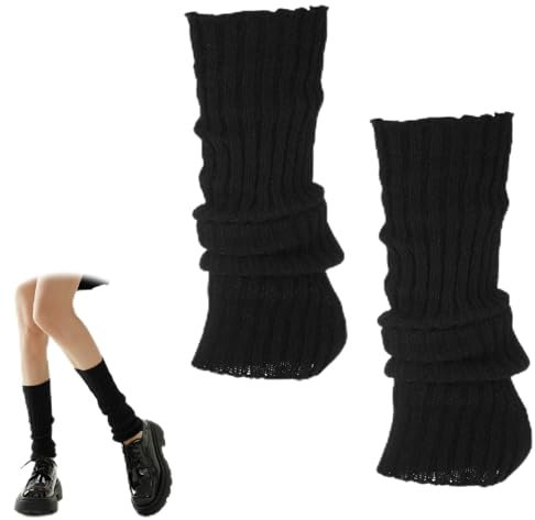 Schwarze Stulpen Mädchen, Stulpen Mädchen Schwarz Gestrickt Beinwärmer, Stulpen Ballett Damen, Schwarze Ballett Stulpen, Warme Beinstulpen für Damen, Legwarmers Knöchelwärmer für Frauen, Ballett, Yoga