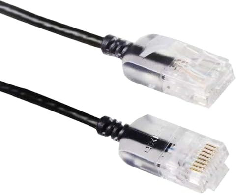 Elfcam® -Slim Cavo Ethernet Cat 6 Sottile da 1 m, Cavo di Rete WAN LAN Cat6 32AWG, Nero Ultra Sottile (1 Metro)